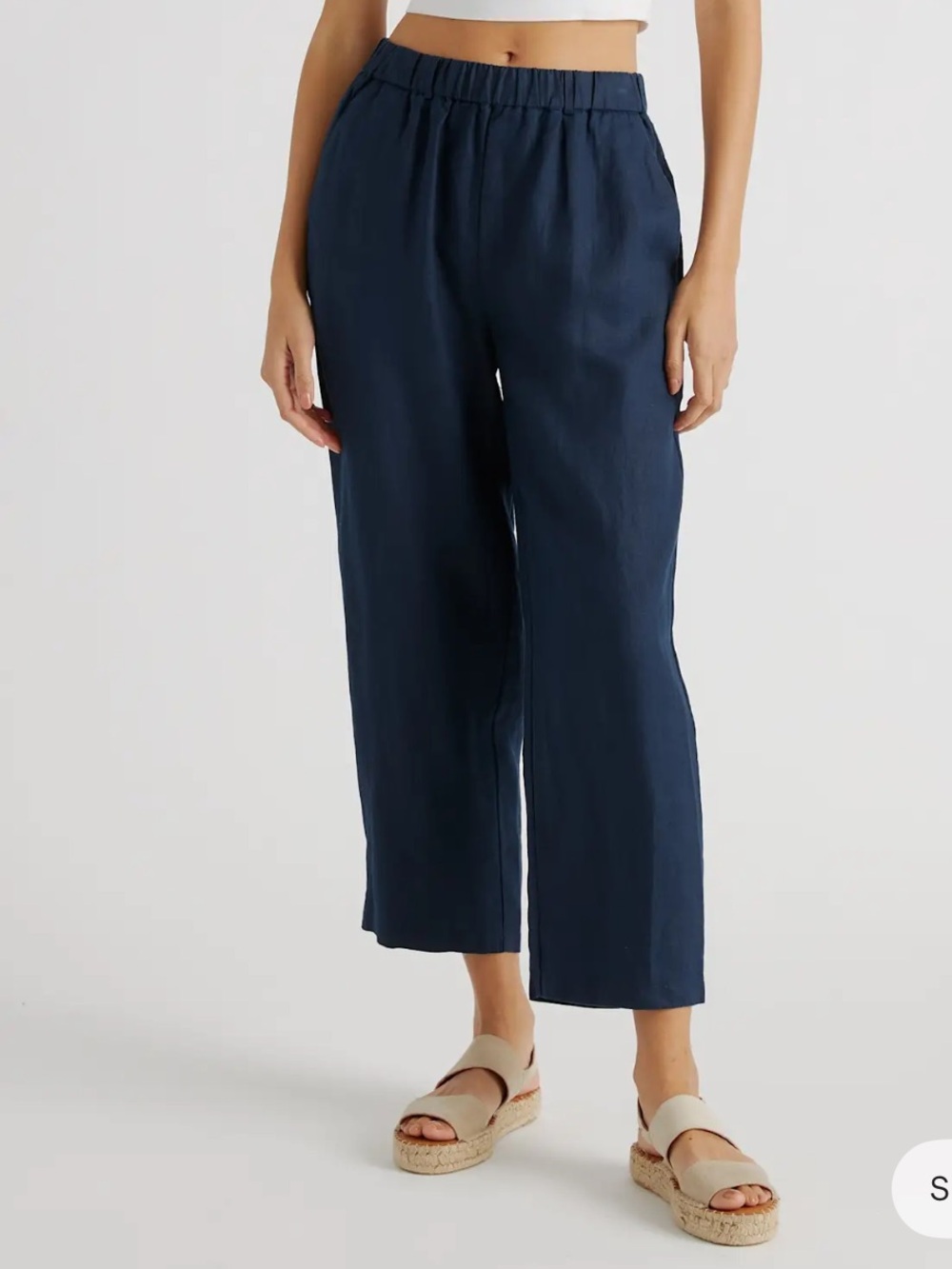 Quince 100% European Navy Linen Wide-Leg Pants - Women's